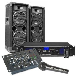 Pack sonido Max MAX26 1200W Bluetooth MP3 2 micrófonos cables incluidos