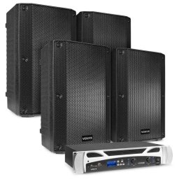 Conjunto Vonyx VSA10P 4 Altavoces 800W RMS Amplificador VPA1500 Bluetooth USB