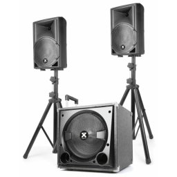 Vonyx Vx800bt – Sistema De Sonido 2.1 Activo 800w Con Bluetooth, Reproductor Usb/sd, Subwoofer 12", 2 Altavoces 8", Micro, Soportes, Color Negro