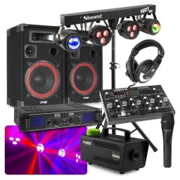 Pack completo Max Sonido DJ 500W RMS Bluetooth Iluminación Máquina de humo