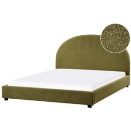 Beliani Cama de agua bouclé 160 x 200 cm verde oliva