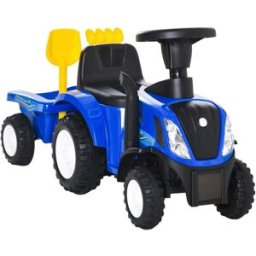 Homcom Tractor con remolque infantil 91x29x44 cm azul