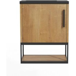 Unique Mueble lavamanos madera negro, color natural claro
