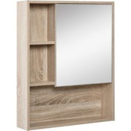 Kleankin Armario con espejo 60x15x76 cm grano de roble