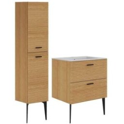Unique Conjunto de baño efecto madera color natural claro