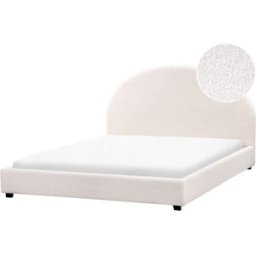 Beliani Cama de agua bouclé 160 x 200 cm blanco crema
