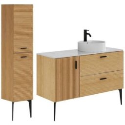 Unique Conjunto de baño efecto madera color natural claro