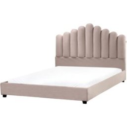 Beliani Cama de agua terciopelo 160 x 200 cm gris pardo