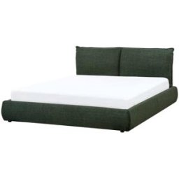 Beliani Cama de agua tela 160 x 200 cm verde oscuro