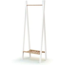 AT4 Perchero infantil madera blanco y haya 50 x 30 x 130 cm