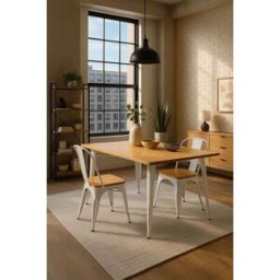 RegalosMiguel Mesa Torix Rectangular Madera Natural 120 x 60 cm - Blanco