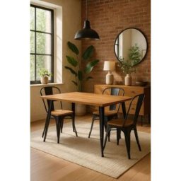 RegalosMiguel Mesa Torix Rectangular Madera Natural 120 x 60 cm - Negro