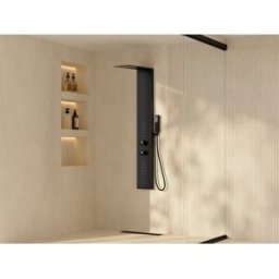 Unique Columna de ducha hidromasaje termostática - Negro Mate - An. 20 x Alt. 140 cm ZAZIA