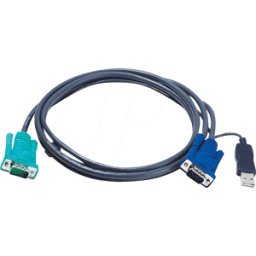 ATEN 2L-5202U - Cable KVM VGA USB, negro, 1,8 m