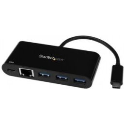 StarTech.com Adaptador Multipuertos USB-C de Red Ethernet con Hub de 3 Puertos USB 3.0 y Entrega de