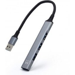 Ewent Hub slim USB 3.2 Gen 1 (3.1 Gen 1) Type-A 5000 Mbit/s Gris, Plata