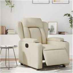 vidaxl Sillón reclinable eléctrico de cuero sintético crema