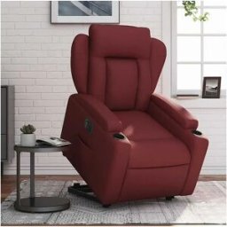 vidaxl Sillón elevable eléctrico cuero artificial rojo tinto