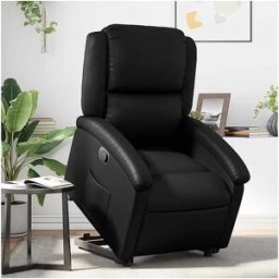 vidaxl Sillón reclinable elevable cuero artificial negro
