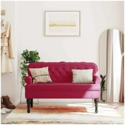 vidaxl Banco con respaldo terciopelo rojo tinto 119,5x64,5x75 cm