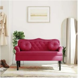 vidaxl Banco con cojines terciopelo rojo tinto 120,5x65x75 cm