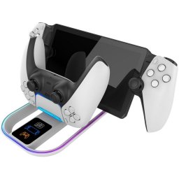 Blackfire Base de Carga Dual RGB LED para Reproductor a Distancia PlayStation Portal y DualSense PS5