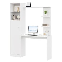 Escritorio Welltin N883P32591415P blanco con estantería y armario integrado 123x45 cm