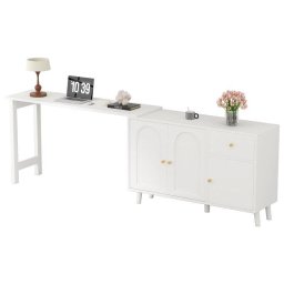 Escritorio 2 en 1 Welltin Giratorio 360° Blanco con Aparador 120 x 40 cm