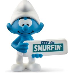 Figura Pitufo Con Cartel "keep On Smurfin" 5,5 Cms