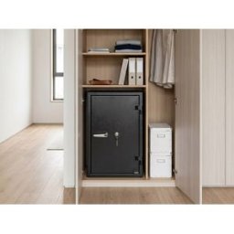 Unique Caja fuerte S2 con llave en acero negro - Antirrobo e ignífuga - An48 x Pr. 43,5 x Alt. 83 cm - 78L - MIRILO