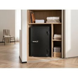 Unique Caja fuerte S2 con llave en acero negro - Antirrobo e ignífuga - An. 44 x Pr. 43,5 x Alt. 69 cm - 56,5 L - MIRILO