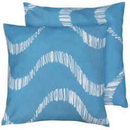 Oviala Juego de 2 cojines cuadrados de poliéster 45x45x8 cm azul claro