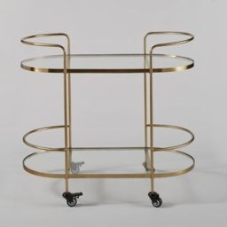 Maisons du Monde Carrito de servicio de cristal y acero chapado en oro