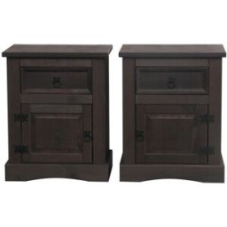 ebuy24 Mesita de noche nuevo méxico 2 piezas ancho 53 cm, alto 66 cm con 1
