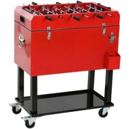 NIYLO Nevera portátil futbolín con ruedas acero rojo 71x62x85 cm 54 litros
