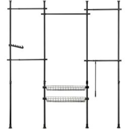 SoBuy Perchero de ropa altura ajustable metal negro