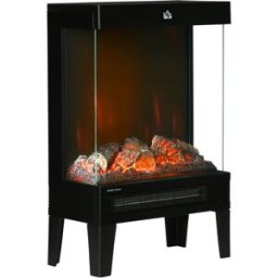 Homcom Chimenea eléctrica vertical 40.5x20x62 cm negro