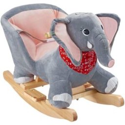 Tectake Elefante balancín, con funda de felpa y cinturón, desde 12 meses, gris