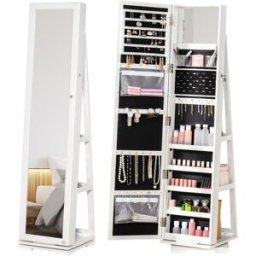Homcom Armario de joyería 38x38x160 cm blanco