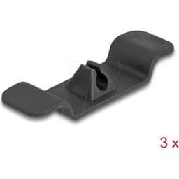 DELOCK 18447 - Sujeta cables, autoadhesivo, negro, juego de 3