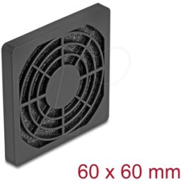DELOCK 67310 - Rejilla de ventilador con filtro de polvo, 60 x 60 mm, negro