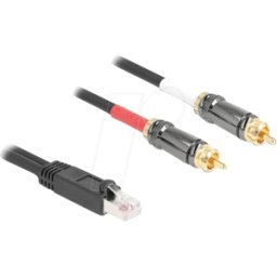 DELOCK 88171 - Extensor y adaptador de audio Cinch, Cat. 5, 2 m