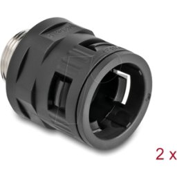 DELOCK 60455 - Racor con rosca exterior de latón M25 negro 2 piezas