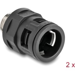 DELOCK 60454 - Racor con rosca exterior de latón M20 negro 2 piezas