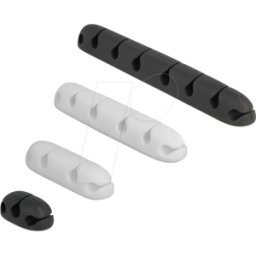 DELOCK 18402 - Sujeta cables, autoadhesivo, juego de 4, negro / blanco
