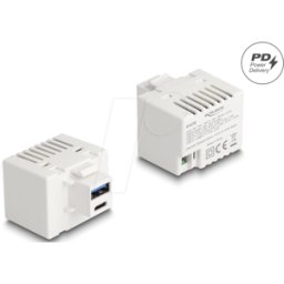 DELOCK 41478 - Módulo de carga Keystone, USB tipo A / C, PD 20 W, blanco