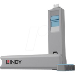 LINDY 40465 - Cerradura de puerto C USB (1 llave, 4 cerraduras), azul