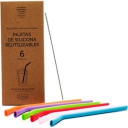 Irisana Pajitas Reutilizables de Silicona con Limpiador 6 uds