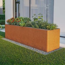 PRIMEYARD 300 x 80 x 80 cm Huerto urbano, acero corten, aspecto óxido, con base perforada - (GFPV01094)