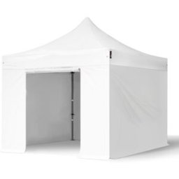 TOOLPORT 3x3 m Carpa plegable, PREMIUM acero 40mm, 4 laterales incl. sin ventana, blanco - (600037)